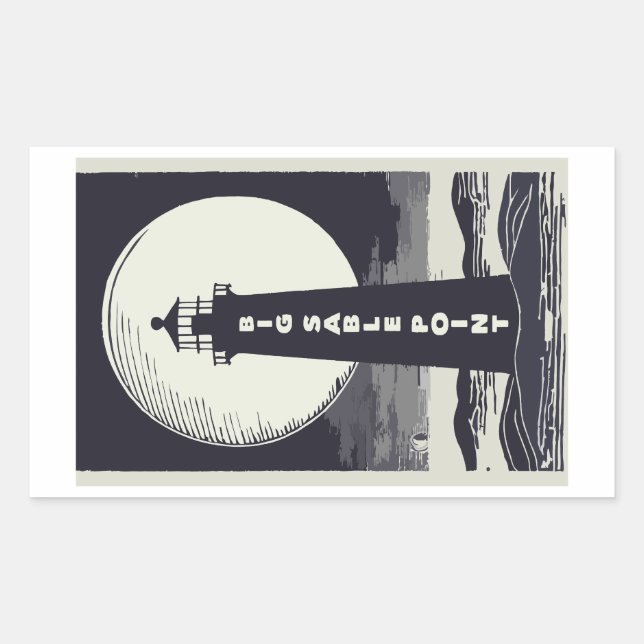 Sticker Rectangulaire Big Sable Point Michigan Lighthouse Moon (Devant)