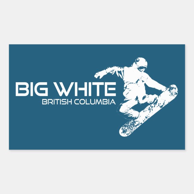Sticker Rectangulaire Big White Colombie-Britannique Snowboardeur (Devant)