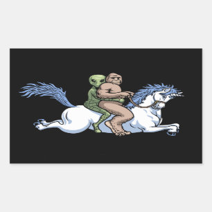 Sticker Rectangulaire Bigfoot, Alien, Unicorn