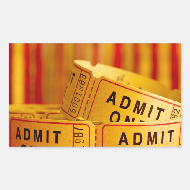 Sticker Rectangulaire Billets de cinéma rouge et jaune (Devant)