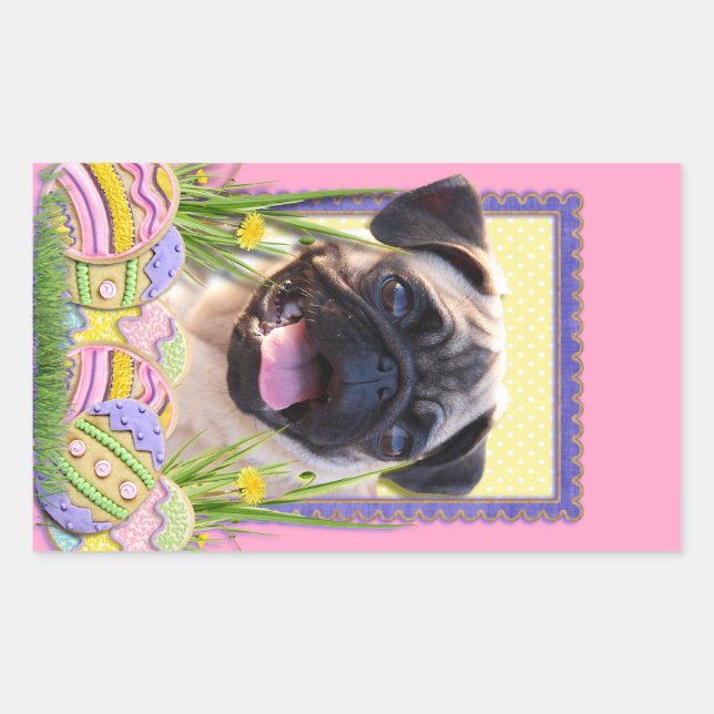 Sticker Rectangulaire Biscuits d'oeuf de pâques - carlin (Devant)
