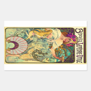Sticker Rectangulaire Biscuits Lefevre-Utile par Alphonse Mucha (1896)