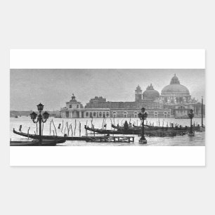 Sticker Rectangulaire Black Blanc Grand Canal Venise Italie Voyage