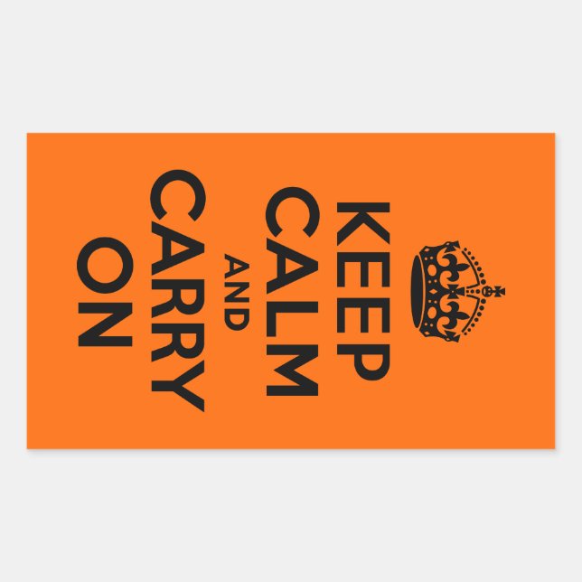 Sticker Rectangulaire Black Orange Gardez le calme et continuer (Devant)
