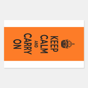 Sticker Rectangulaire Black Orange Gardez le calme et continuer