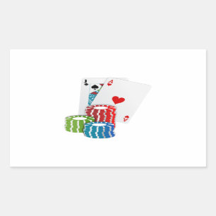Sticker Rectangulaire Blackjack avec jetons de poker