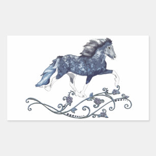 Sticker Rectangulaire Blámóða Cheval Islandais Bleu