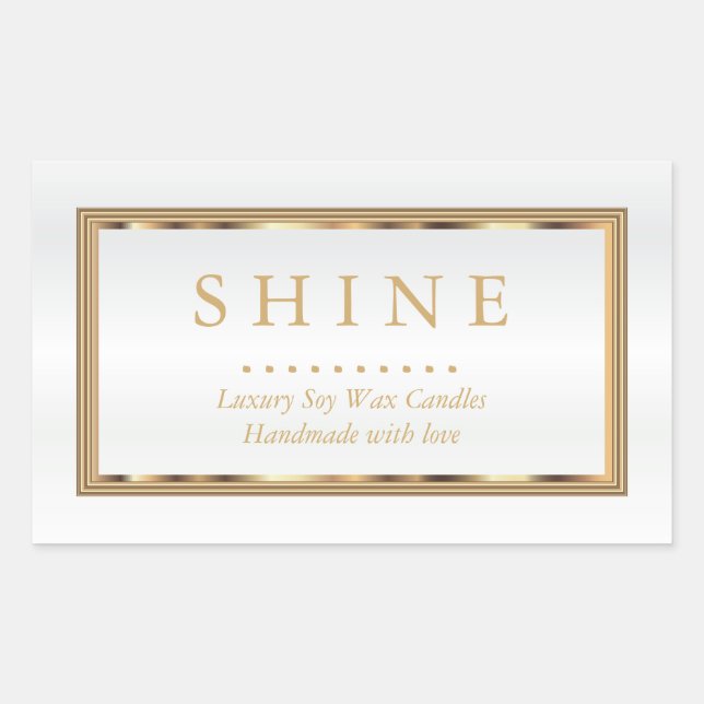 Sticker Rectangulaire Blanc et or personnalisés (Devant)