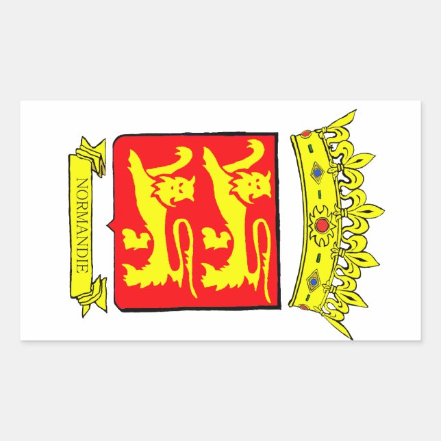 STICKER RECTANGULAIRE BLASON NORMANDIE (Devant)