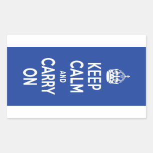 Sticker Rectangulaire Bleu Garder le calme et continuer