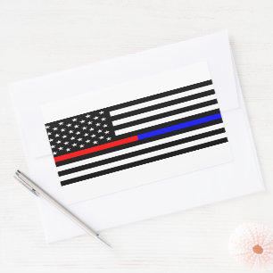 Sticker Rectangulaire bleu thin line polirefighter
