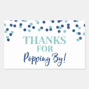 Sticker Rectangulaire Blue Confetti Merci pour Popping By