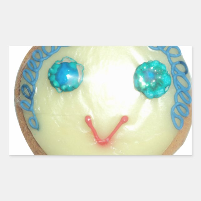 Sticker Rectangulaire Blue Hair Emoji Art Imprimer/Graphique (Devant)