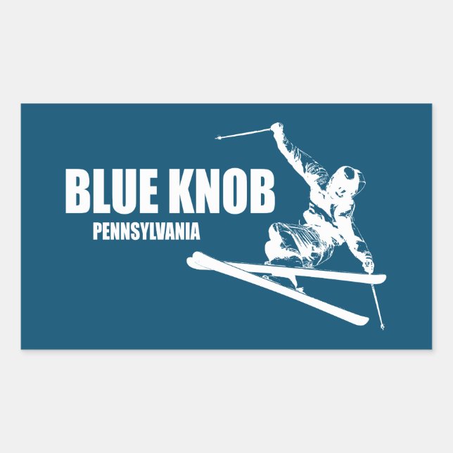 Sticker Rectangulaire Blue Knob Pennsylvania Skier (Devant)