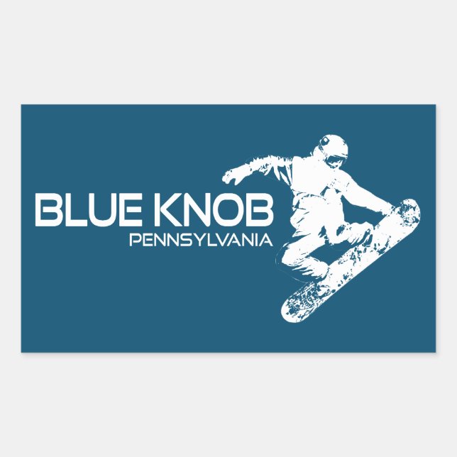 Sticker Rectangulaire Blue Knob Pennsylvania Snowboarder (Devant)