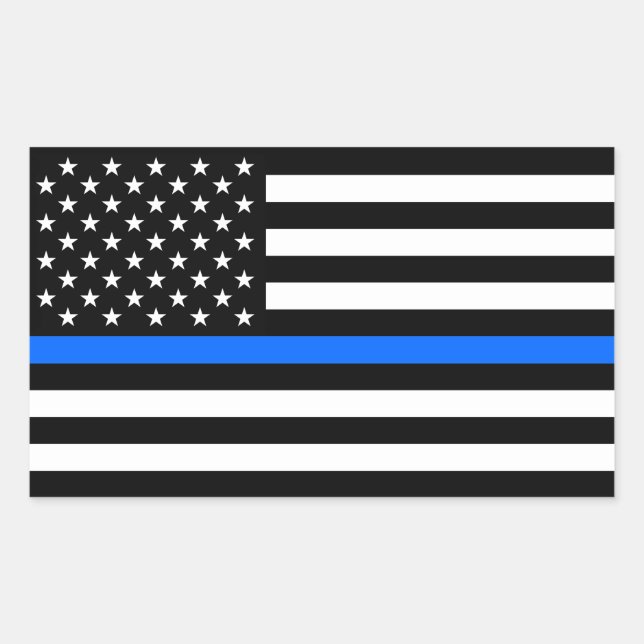 Sticker Rectangulaire "BLUE LINE MINCE sur le DRAPEAU " (Devant)