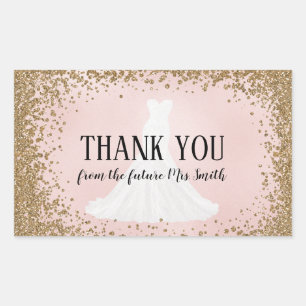 Sticker Rectangulaire Blushing Parties scintillant Mariée Futur Mme Merc