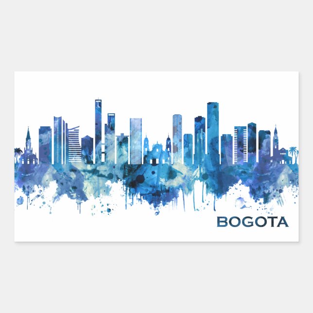 Sticker Rectangulaire Bogota Colombia Skyline Blue (Devant)