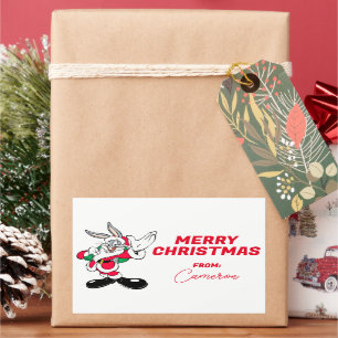 Sticker Rectangulaire BOGS BUNNY™ Père Noël Waving   Joyeuses fêtes