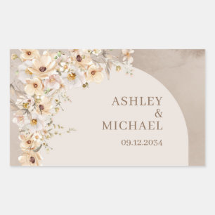 Sticker Rectangulaire Boho arch été Fleur sauvage Rustic mariage autocol