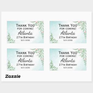 Sticker Rectangulaire Boho Dusty Blue Eucalyptus Green 30e anniversaire