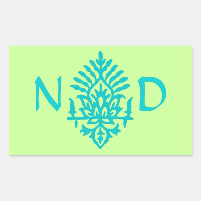Sticker Rectangulaire Boho India Block Print (Devant)