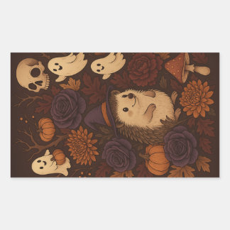 Sticker Rectangulaire bois hantés hérisson halloween