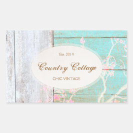 Sticker Rectangulaire Bois rustique Vintage, Turquoise