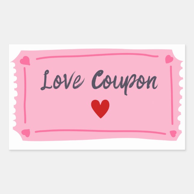 Sticker Rectangulaire Bon de love Saint Valentin  (Devant)