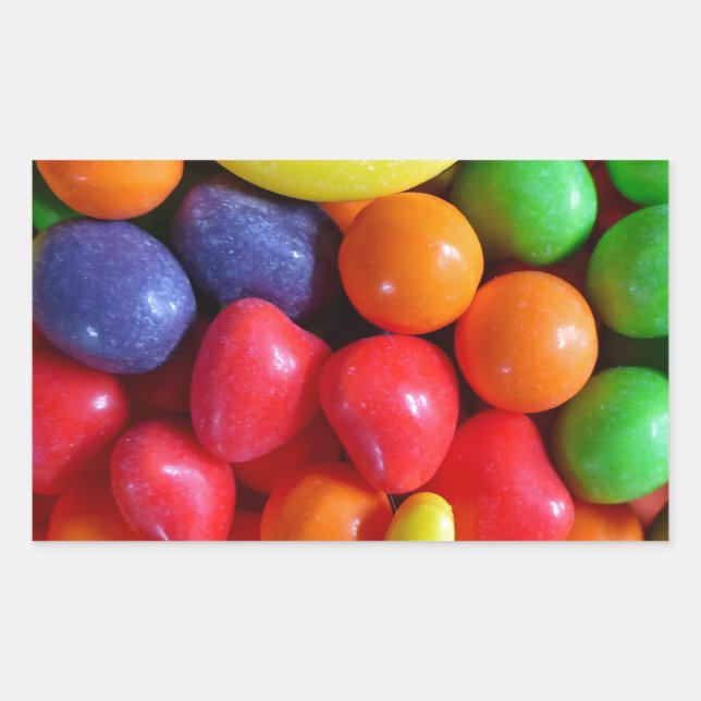 Sticker Rectangulaire Bonbons colorés en forme de fruits (Devant)