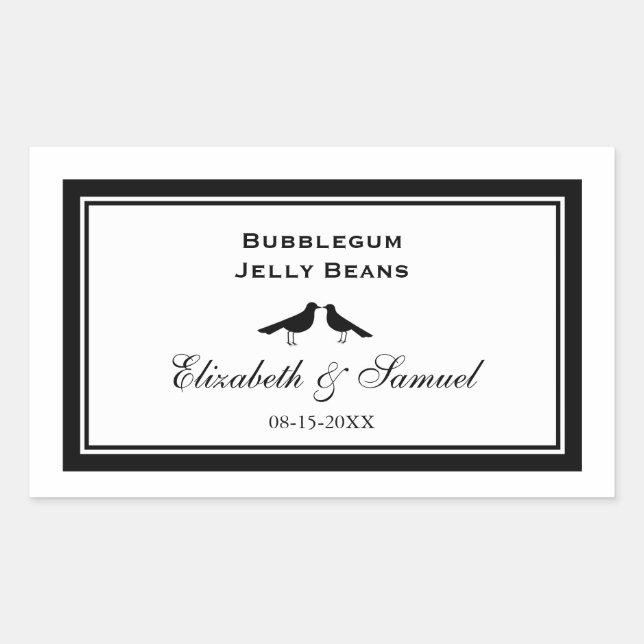 Sticker Rectangulaire Bonbons de réception mariage pour inséparables dou (Devant)