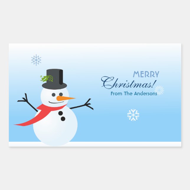 Sticker Rectangulaire Bonhomme de neige (Devant)