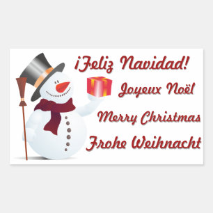Sticker Rectangulaire Bonhomme de neige pour Noël