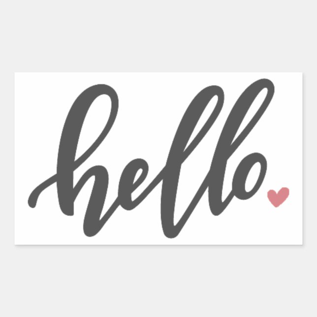 Sticker Rectangulaire Bonjour Coeur rose (Devant)