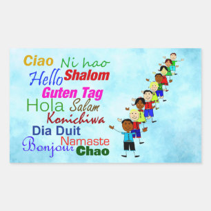 Sticker Rectangulaire Bonjour Dans De Nombreuses Langues