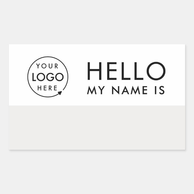 Sticker Rectangulaire Bonjour Mon Nom Est | Logo Personnalisé Moderne Mi (Devant)