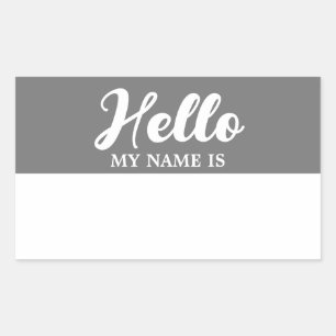 Sticker Rectangulaire Bonjour Mon Nom Est Moderne Minimaliste Script Gri