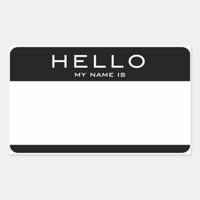 Sticker Rectangulaire BONJOUR Personnalisable MON NOM EST Nom Balises St (Devant)