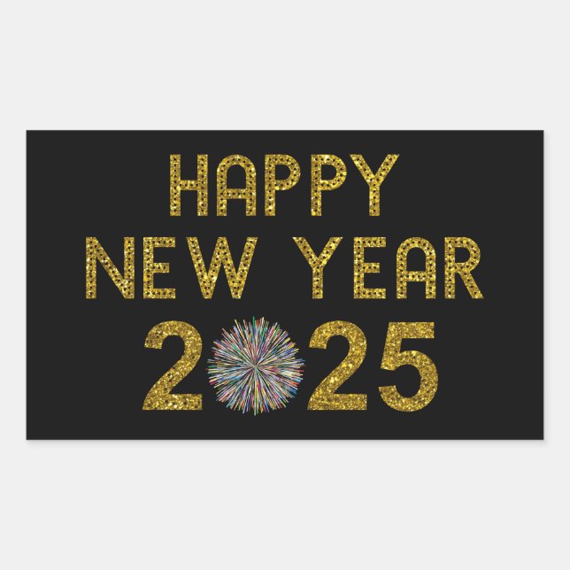 Sticker Rectangulaire Bonne année 2025 (Devant)