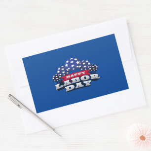 Sticker Rectangulaire Bonne Fête du Travail Étoiles patriotiques