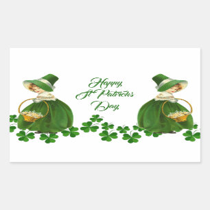 Sticker Rectangulaire Bonne St Patrick's Day Petite fille Shamrocks chan