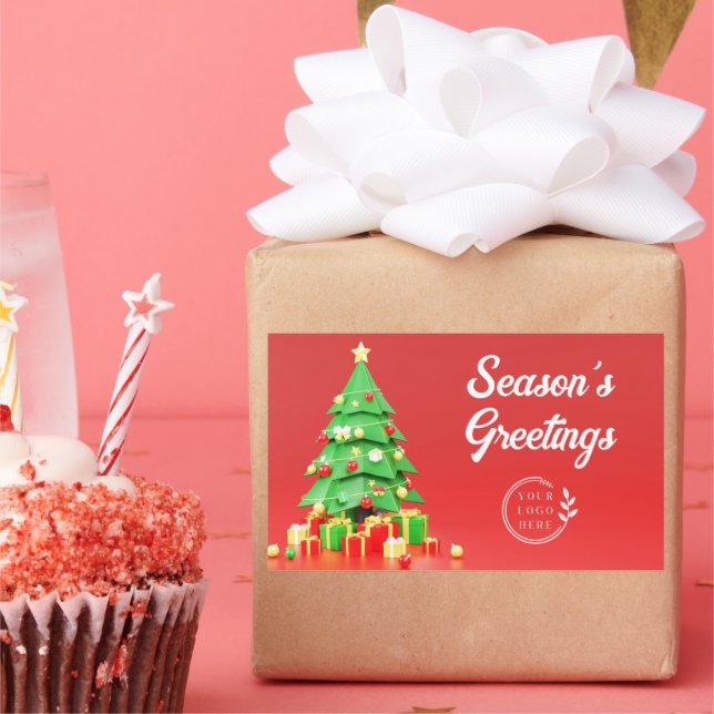 Sticker Rectangulaire Bonnes Fêtes Noël Entreprise Logo (Fête)