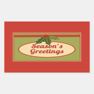 Sticker Rectangulaire Bonnes Fêtes vintages avec Holly