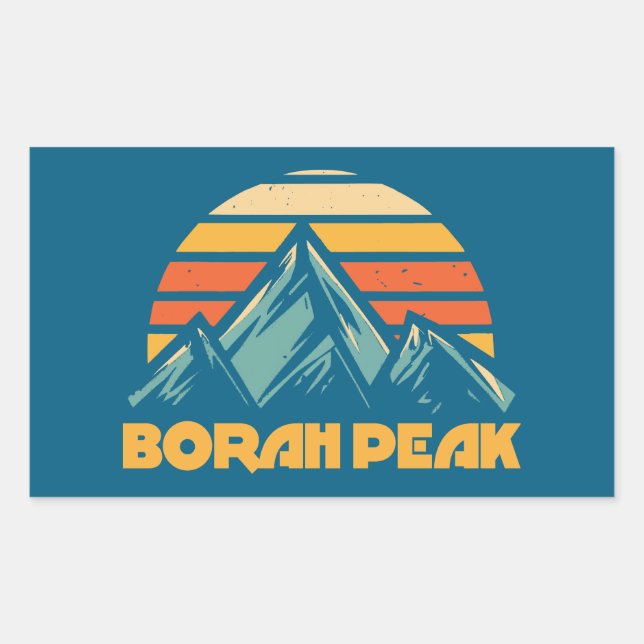 Sticker Rectangulaire Borah Peak Retro Turquoise (Devant)