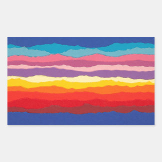 Sticker Rectangulaire Bordures en papier déchirées colorées.