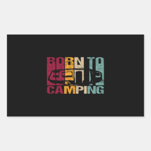 Sticker Rectangulaire Born to Camping Caravan Retro Style for Camper