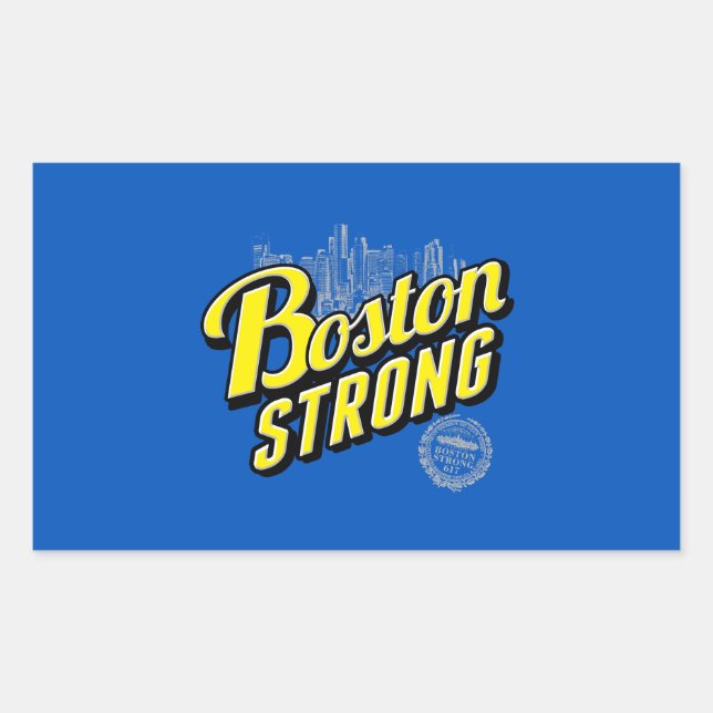 Sticker Rectangulaire Boston City se souvient de Bleu (Devant)