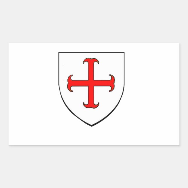 Sticker Rectangulaire Bouclier de croisade des Templiers (Devant)