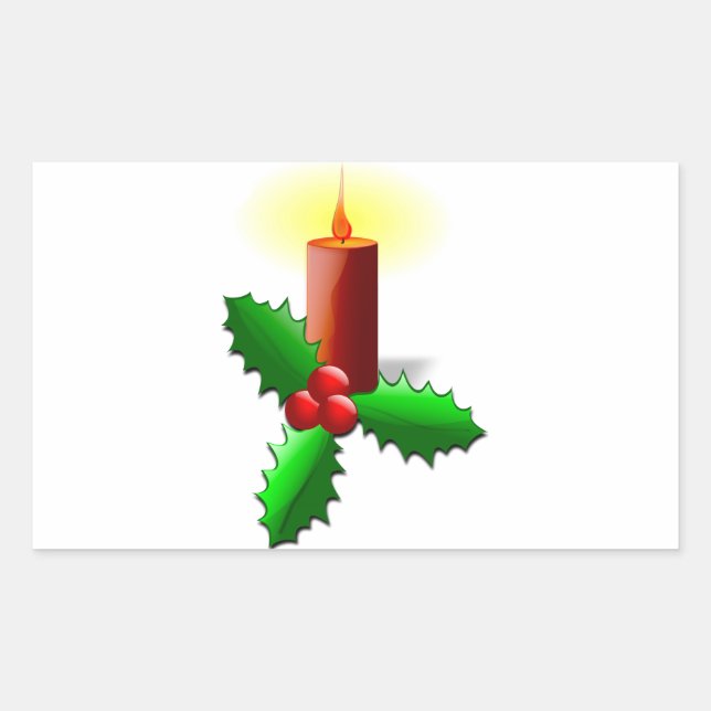 Sticker Rectangulaire Bougie de l'Avent avec Holly (Devant)