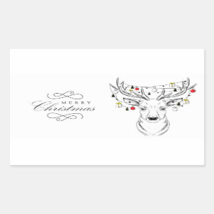 Sticker Rectangulaire Bougie de Noël des cerfs 